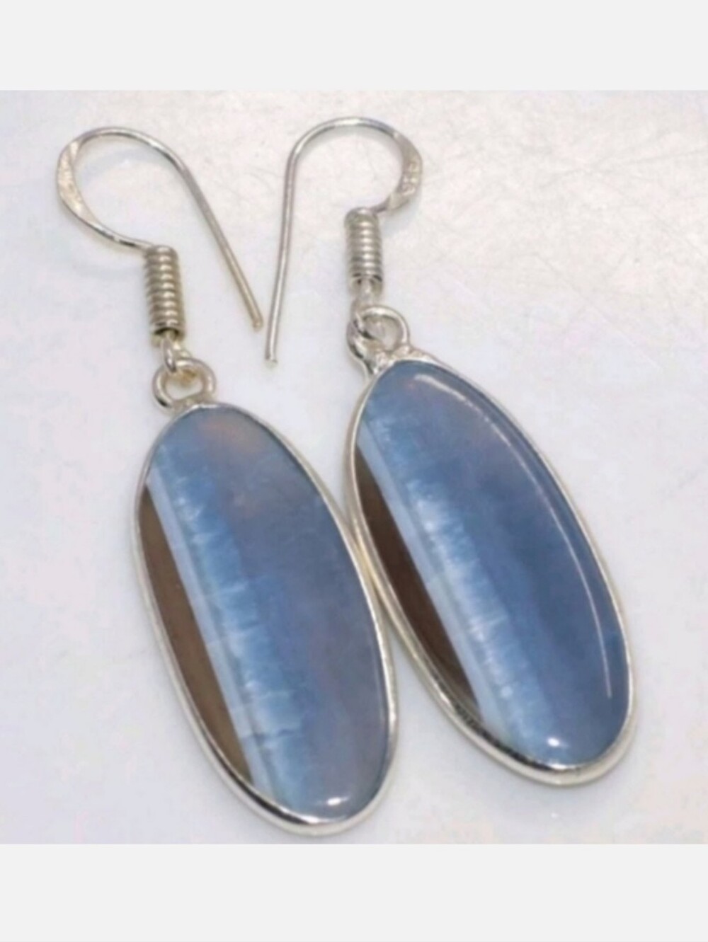 Owyhee Blue Opal Gemstone 925 Sterling Silver Handmade Drop Dangle Earrings